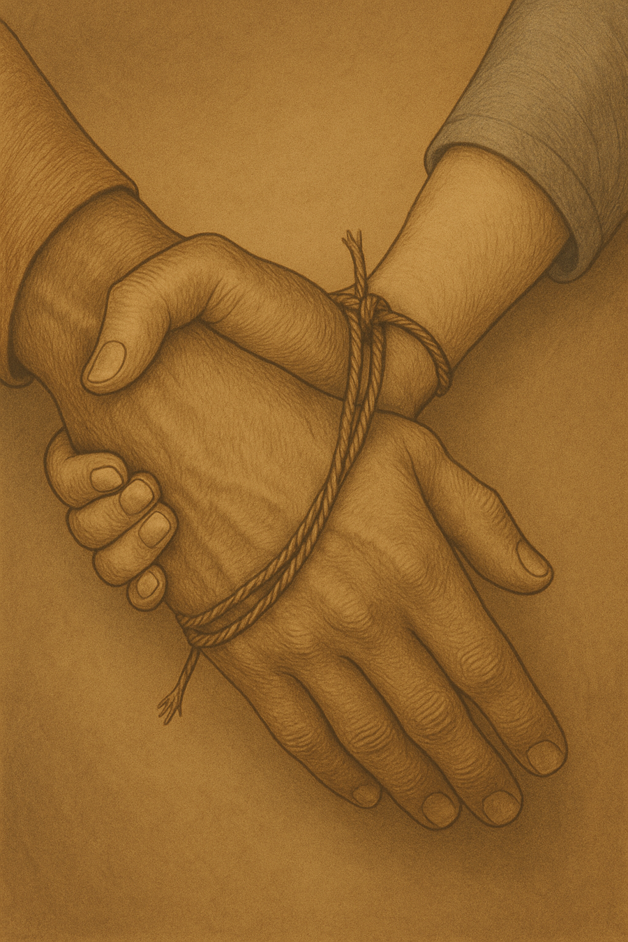 Two hands tied together