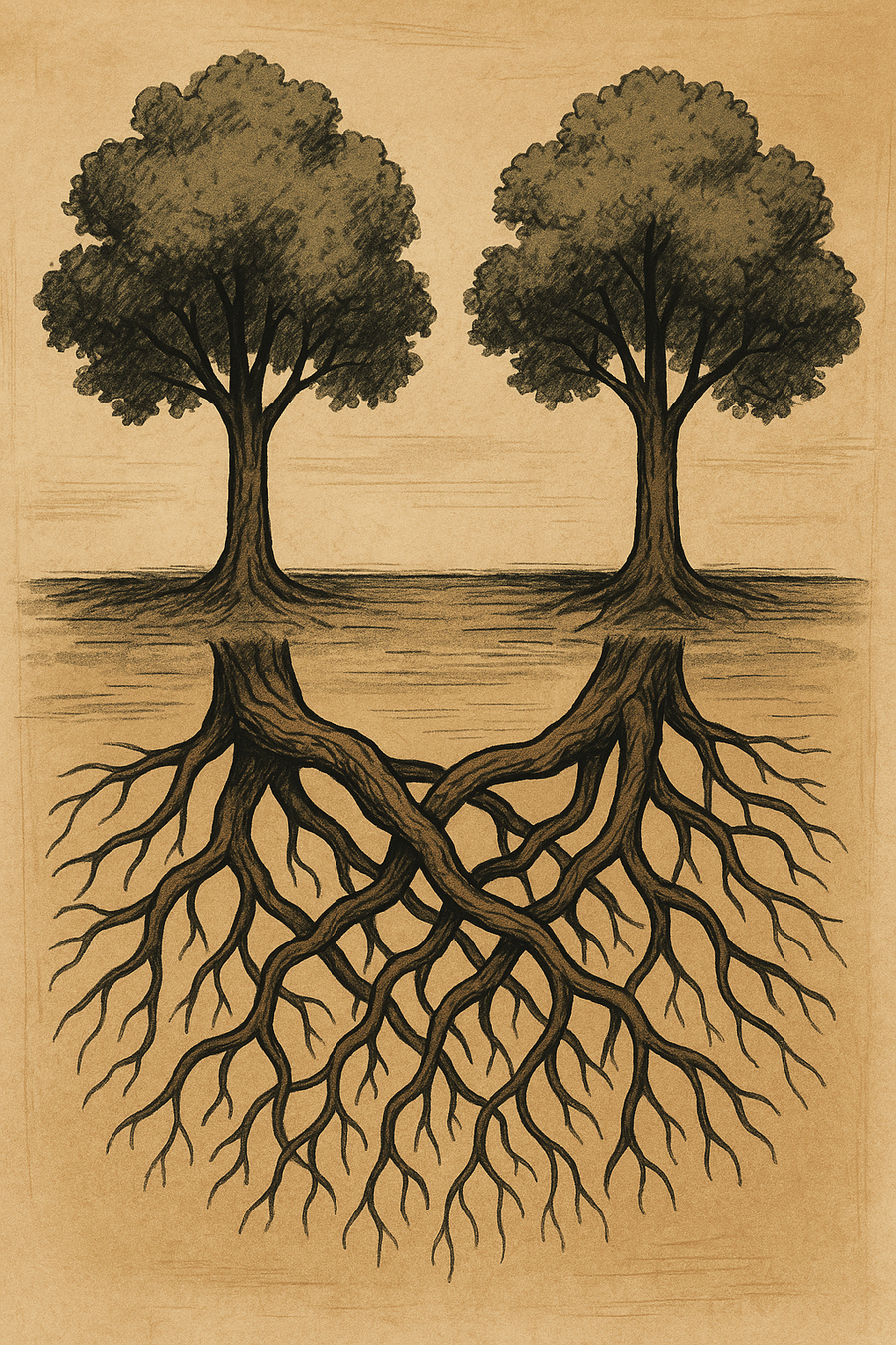 Trees with intertwined roots