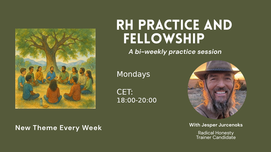 Banner for weekly practice and fellowship - People Sitting in Circle Under Live Oak - Radical Honesty Online fellowship